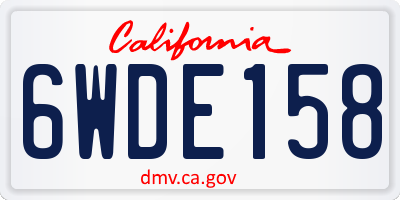 CA license plate 6WDE158