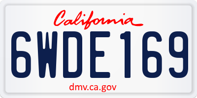 CA license plate 6WDE169