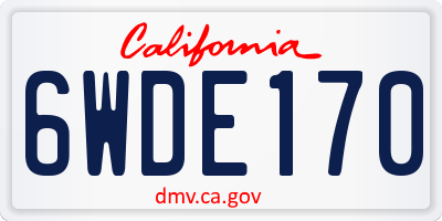 CA license plate 6WDE170