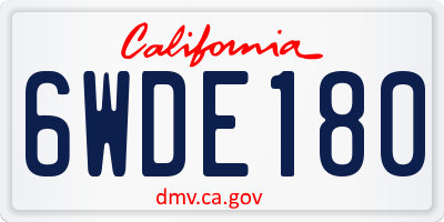 CA license plate 6WDE180