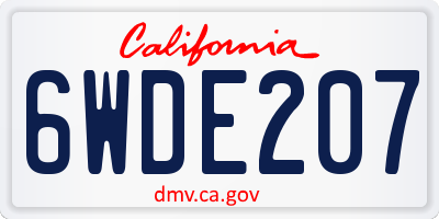 CA license plate 6WDE207
