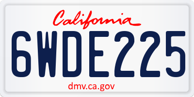 CA license plate 6WDE225