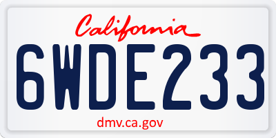 CA license plate 6WDE233