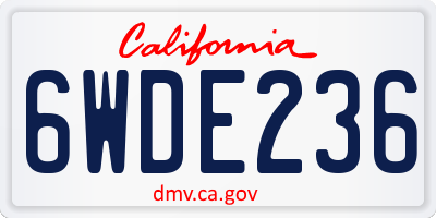 CA license plate 6WDE236