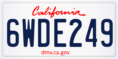 CA license plate 6WDE249