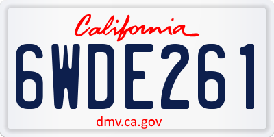 CA license plate 6WDE261