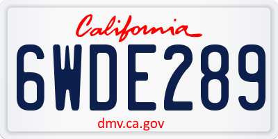 CA license plate 6WDE289