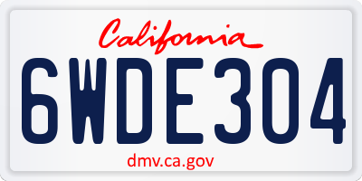 CA license plate 6WDE304