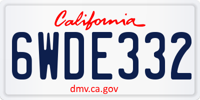 CA license plate 6WDE332