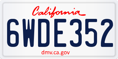 CA license plate 6WDE352