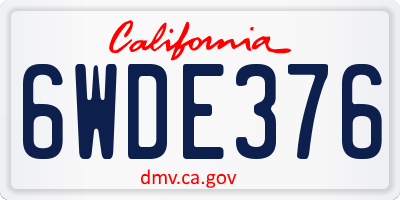 CA license plate 6WDE376