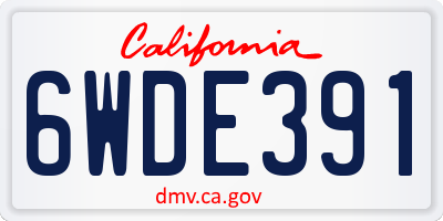 CA license plate 6WDE391