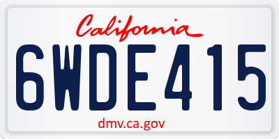 CA license plate 6WDE415