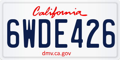 CA license plate 6WDE426