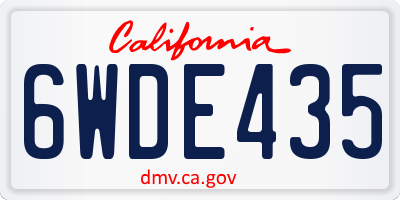 CA license plate 6WDE435