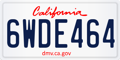 CA license plate 6WDE464
