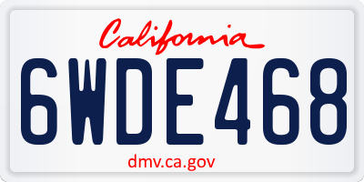 CA license plate 6WDE468
