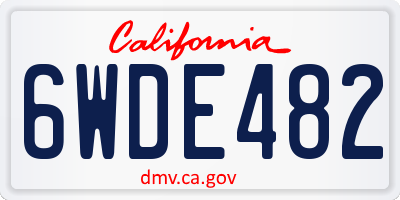 CA license plate 6WDE482