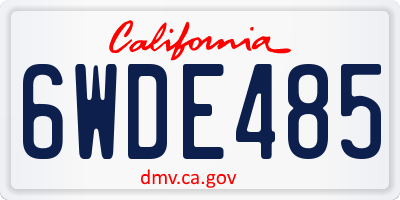 CA license plate 6WDE485