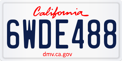 CA license plate 6WDE488