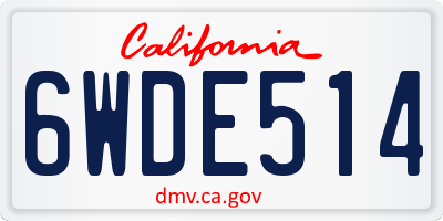 CA license plate 6WDE514