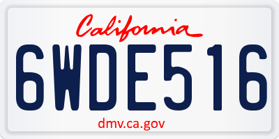 CA license plate 6WDE516