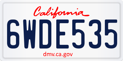 CA license plate 6WDE535