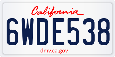 CA license plate 6WDE538
