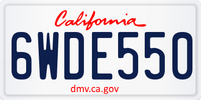 CA license plate 6WDE550