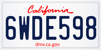 CA license plate 6WDE598