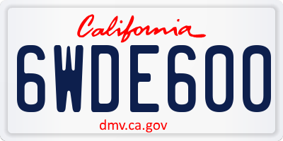 CA license plate 6WDE600