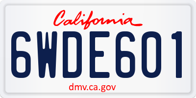 CA license plate 6WDE601