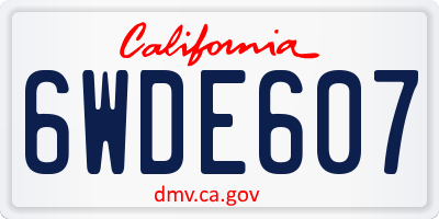 CA license plate 6WDE607