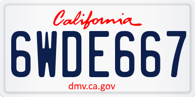 CA license plate 6WDE667
