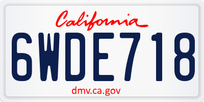 CA license plate 6WDE718