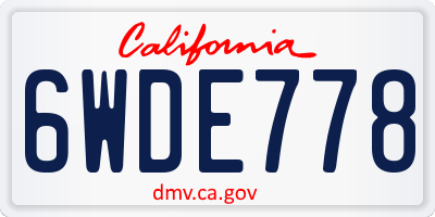 CA license plate 6WDE778