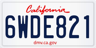 CA license plate 6WDE821