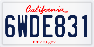 CA license plate 6WDE831