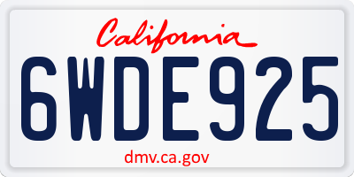 CA license plate 6WDE925