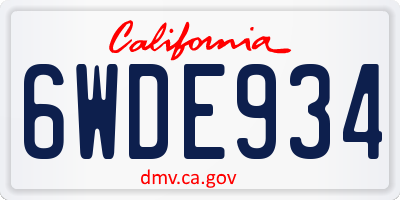 CA license plate 6WDE934