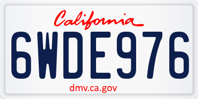 CA license plate 6WDE976