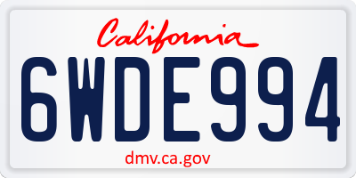 CA license plate 6WDE994