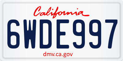 CA license plate 6WDE997