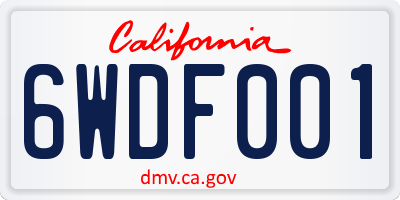 CA license plate 6WDF001