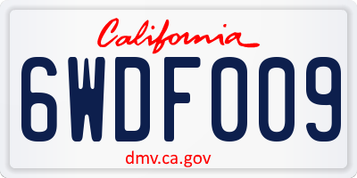 CA license plate 6WDF009