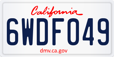 CA license plate 6WDF049