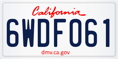 CA license plate 6WDF061