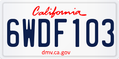 CA license plate 6WDF103