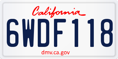 CA license plate 6WDF118