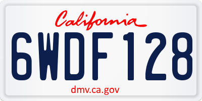 CA license plate 6WDF128